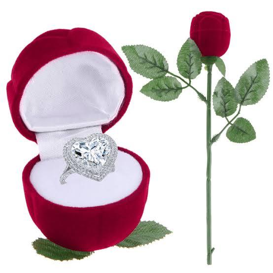 Rose With Leaf Ring Jewelry Box