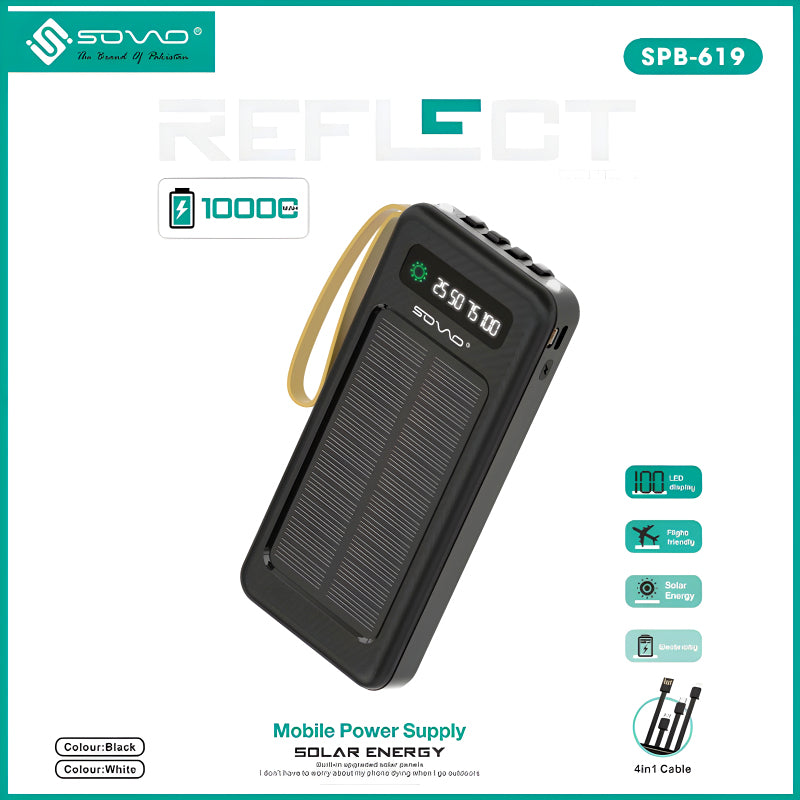 High Quality Solar Power Bank (10000mAh LED Display)