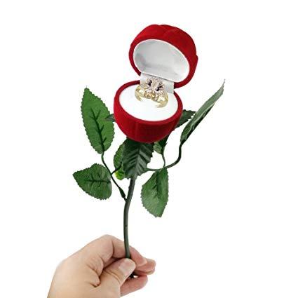 Rose With Leaf Ring Jewelry Box